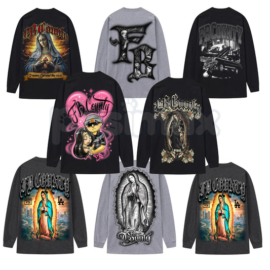 FB County Graphic Long Sleeve Tee – Authentic West Coast Streetwear, Premium Gildan 5400 Heavy Cotton Long Sleeve-Pasimax