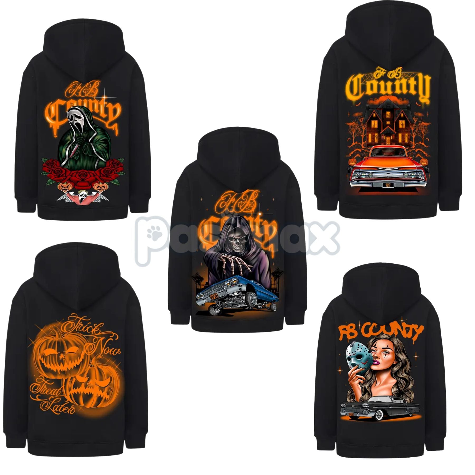 FB County Heavyweight Oversized Halloween Graphic Hoodie – Pullover Streetwear, Unisex Fall Apparel-Pasimax