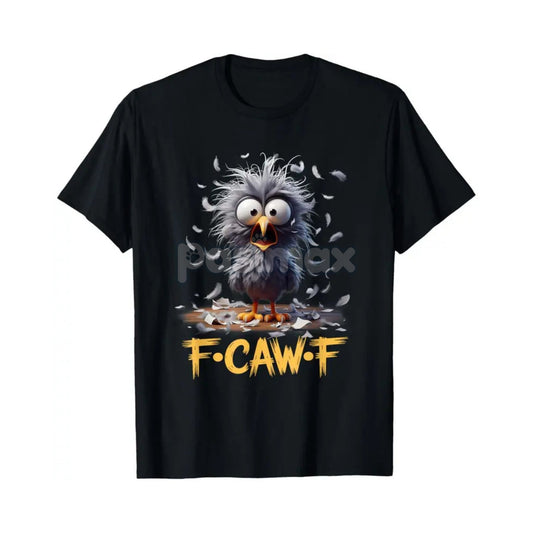 "F Caw F" Cartoon Humor T-Shirt - Funny Bird Meme Graphic Tee, Absurdist Streetwear Joke Top-Pasimax