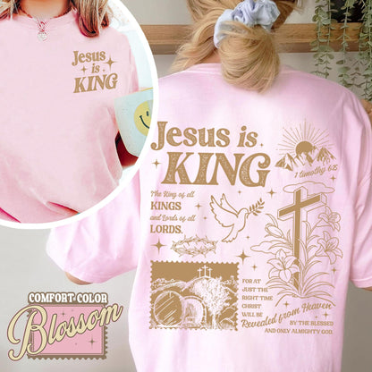 Faith-Based Jesus Is King Tee – Unisex Christian Graphic Shirt, Religious Statement Top, Christian Apparel, Bible Verse Gift-Pasimax