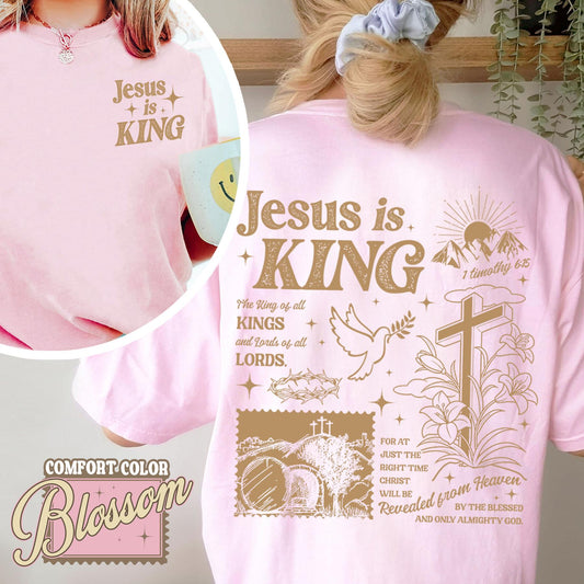 Faith-Based Jesus Is King Tee – Unisex Christian Graphic Shirt, Religious Statement Top, Christian Apparel, Bible Verse Gift-Pasimax