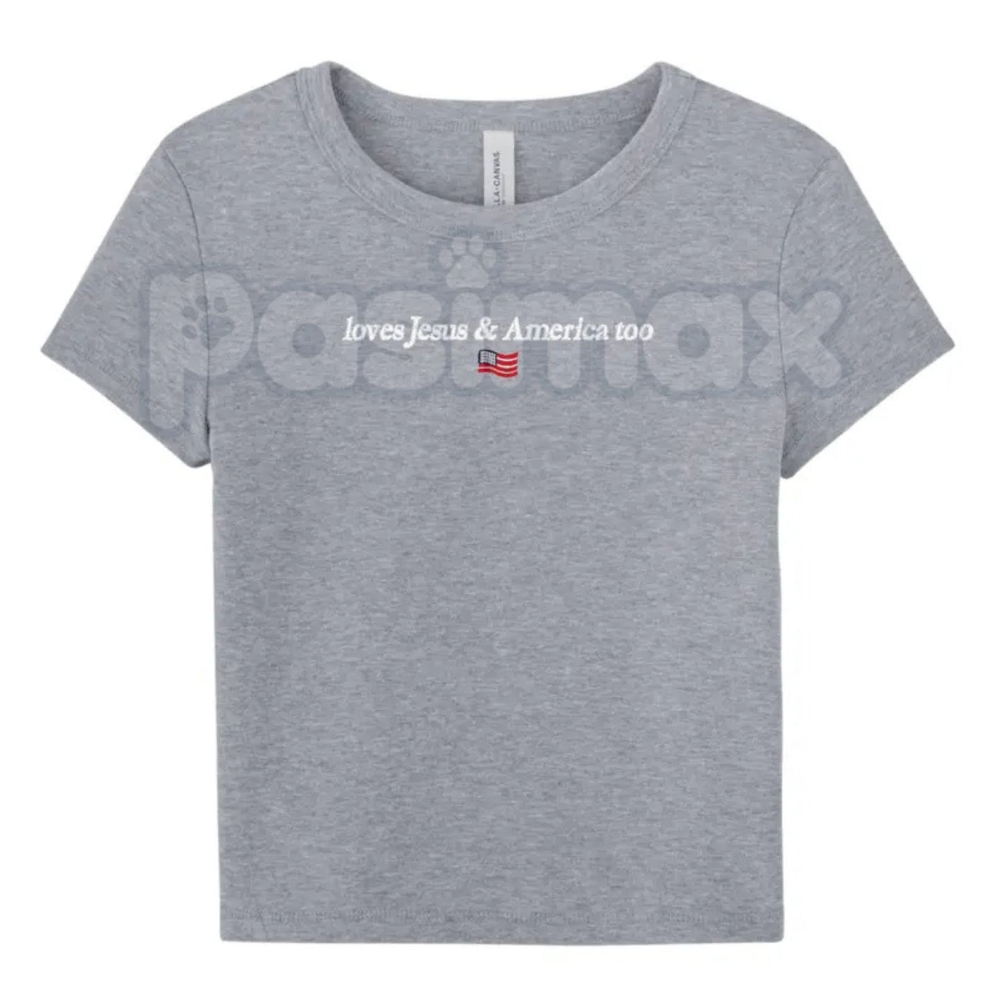 Faith & Freedom Baby Tee – Women's Patriotic Christian T-Shirt, Embroidered Fitted Crewneck Top for 4th of July-Pasimax