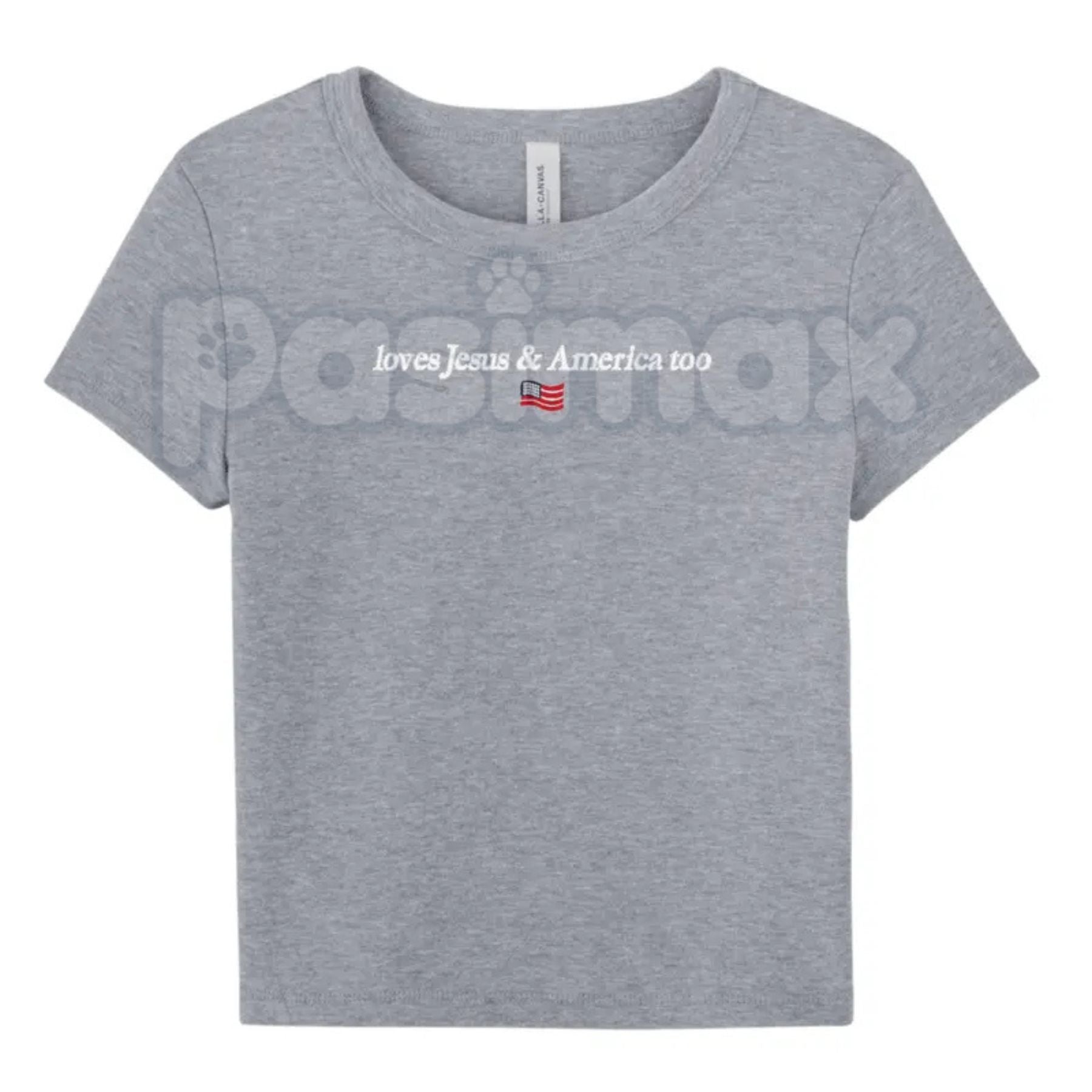Faith & Freedom Baby Tee – Women's Patriotic Christian T-Shirt, Embroidered Fitted Crewneck Top for 4th of July-Pasimax