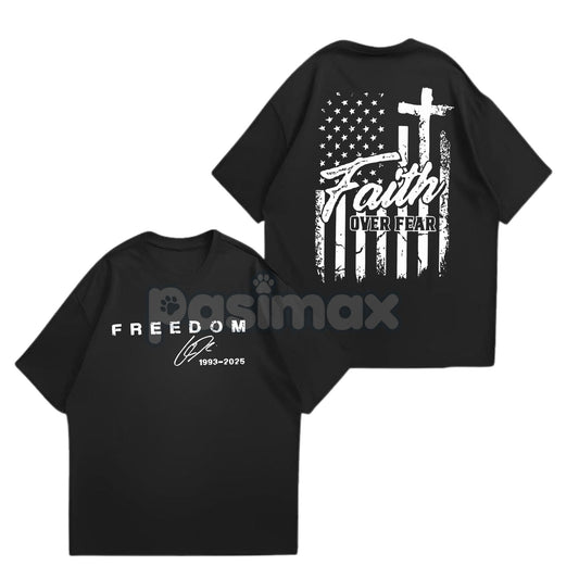 "Faith Over Fear" Freedom American Flag T-Shirt - We Wear Red On October Statement Tee, Patriotic Apparel-Pasimax