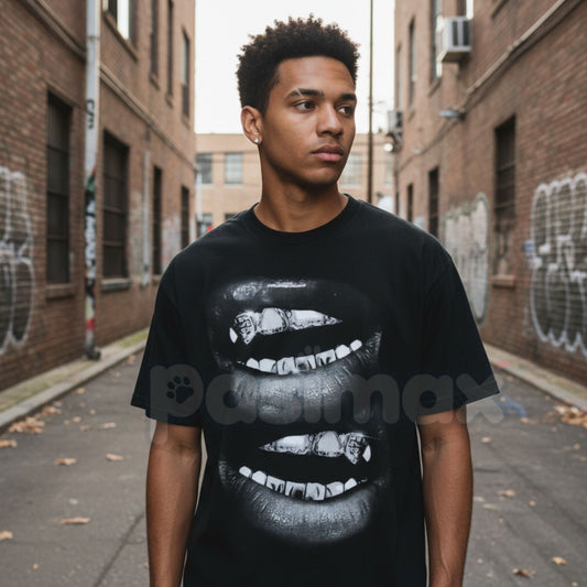"Fashionable Mouth" Garment-Dyed T-Shirt – Aesthetic Lip Graphic Tee, Premium 100% Cotton Streetwear Top, Soft Lived-In Heavyweight Statement Shirt, Made in USA-Pasimax