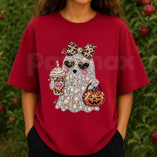 Faux-Stone Ghost Graphic T-Shirt – Women's Vintage Spooky Cotton Tee-Pasimax