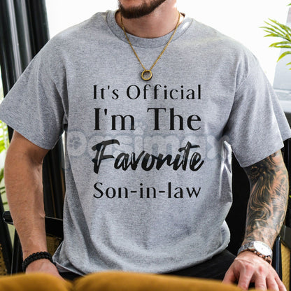 "Favorite Son-in-Law" Letter Pattern T-Shirt - Funny Round Neck Gift for Men, Best Son-in-Law Slogan Tee, Family Humor Apparel-Pasimax