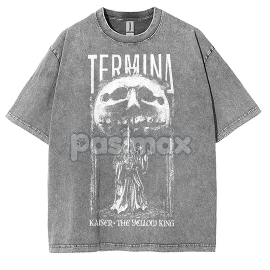 Fear And Hunger: Termina T-Shirt – Kaiser The Yellow King Hip Hop Washed Oversized Tee-Pasimax