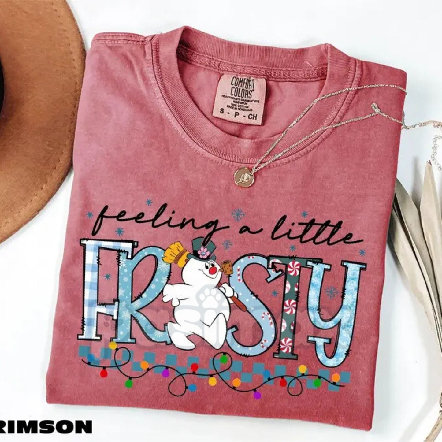 'Feeling A Little Frosty' Comfort Colors® T-shirt – Cute Snowman Tee, Funny Winter Gift Idea, Vintage Christmas Shirt-Pasimax