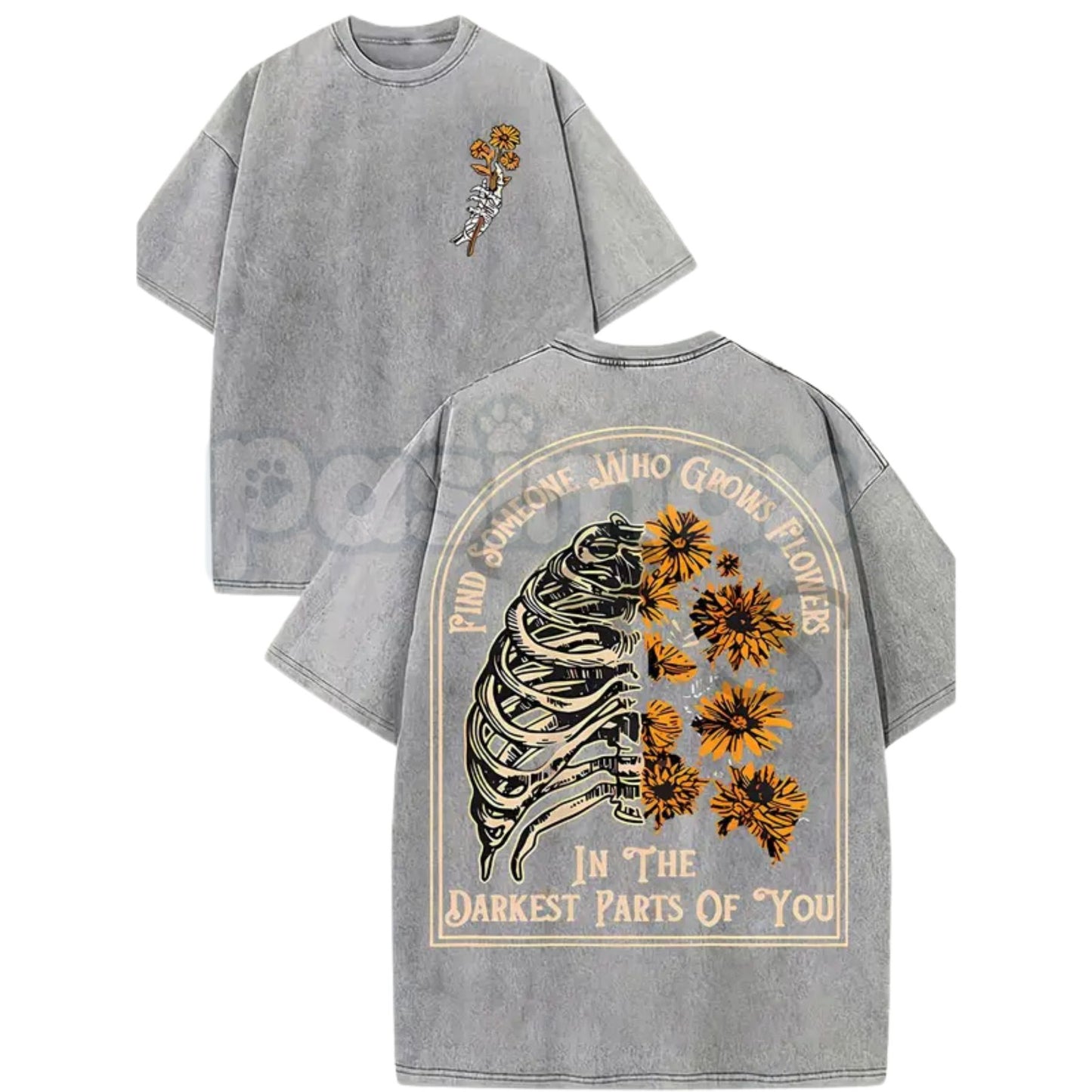 Find Someone Who Grows Flowers Sunflower T-Shirt – Street Style Washed Graphic Tee, Lightweight Retro Cotton Floral Top-Pasimax
