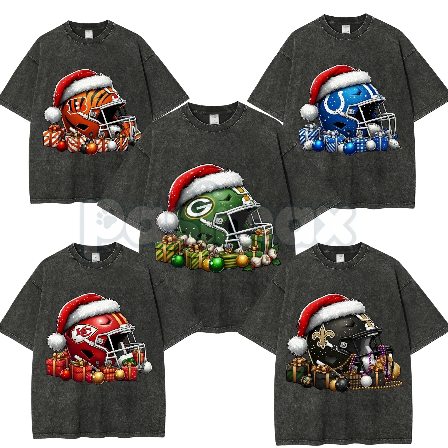 Football Team Print Washed T-Shirt – Retro Sports Graphic Oversized Tee, Vintage Game Day Style-Pasimax