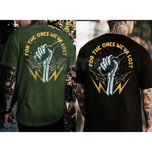 "For The Ones We've Lost" Memorial T-Shirt - In Loving Memory Back Print Graphic Tee, Premium 100% Cotton Remembrance Top, Sympathy Gift for Grieving, Respectful Legacy Tribute Shirt, Soft Lived-In Heavyweight Commemorative Apparel-Pasimax
