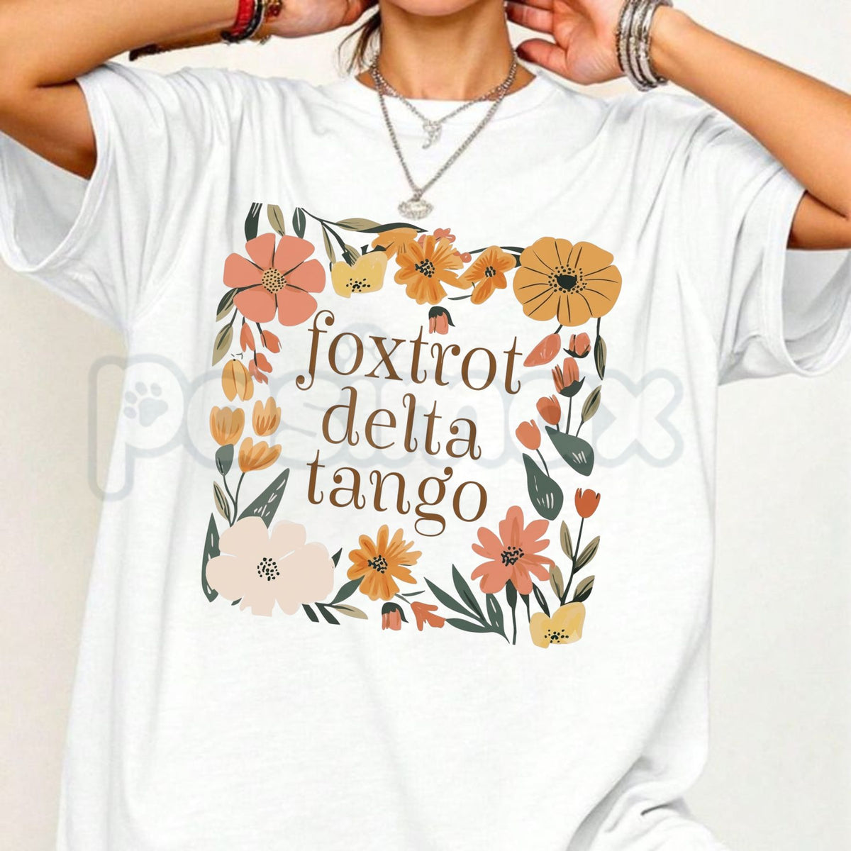 Foxtrots Deltas Tangos Boho Floral T-Shirt – Cottagecore Tactical Flower Tee-Pasimax