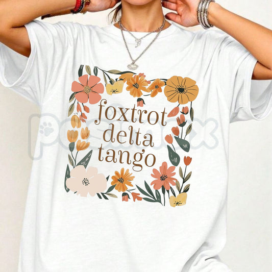Foxtrots Deltas Tangos Boho Floral T-Shirt – Cottagecore Tactical Flower Tee-Pasimax