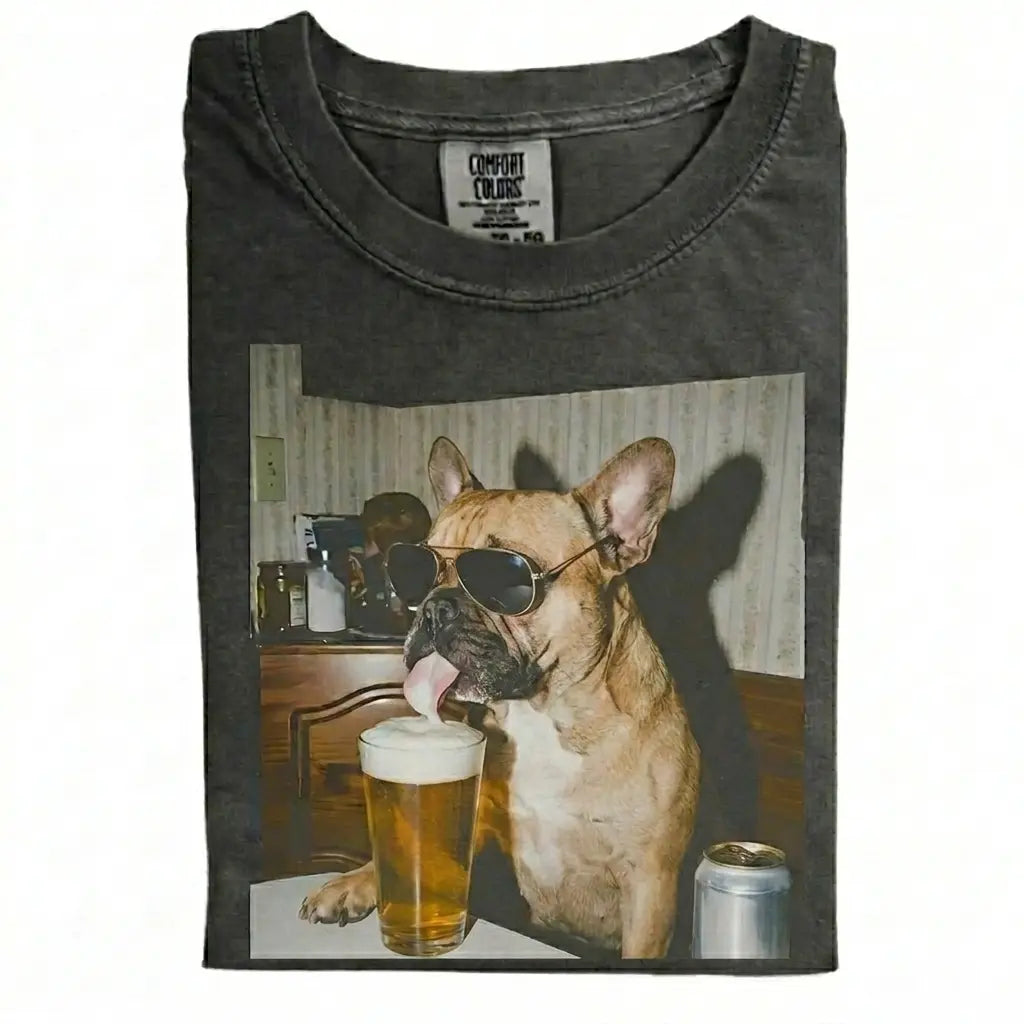Comfort Colors® Custom Dog Breeds Drinking Beer T-Shirt – Vintage 90s Funny Edgy Dog Meme Tee, Aesthetic Retro Brewery Lover Dog Dad Gift Top