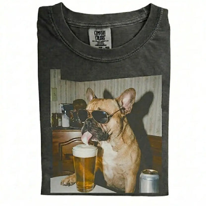 Comfort Colors® Custom Dog Breeds Drinking Beer T-Shirt – Vintage 90s Funny Edgy Dog Meme Tee, Aesthetic Retro Brewery Lover Dog Dad Gift Top