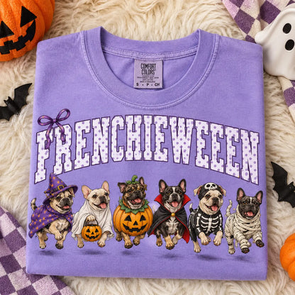 Comfort Colors® Dog Breeds Halloween T-Shirt – Funny Dog Mom Spooky Season Graphic Tee, Vintage Pet Lover Unisex Top
