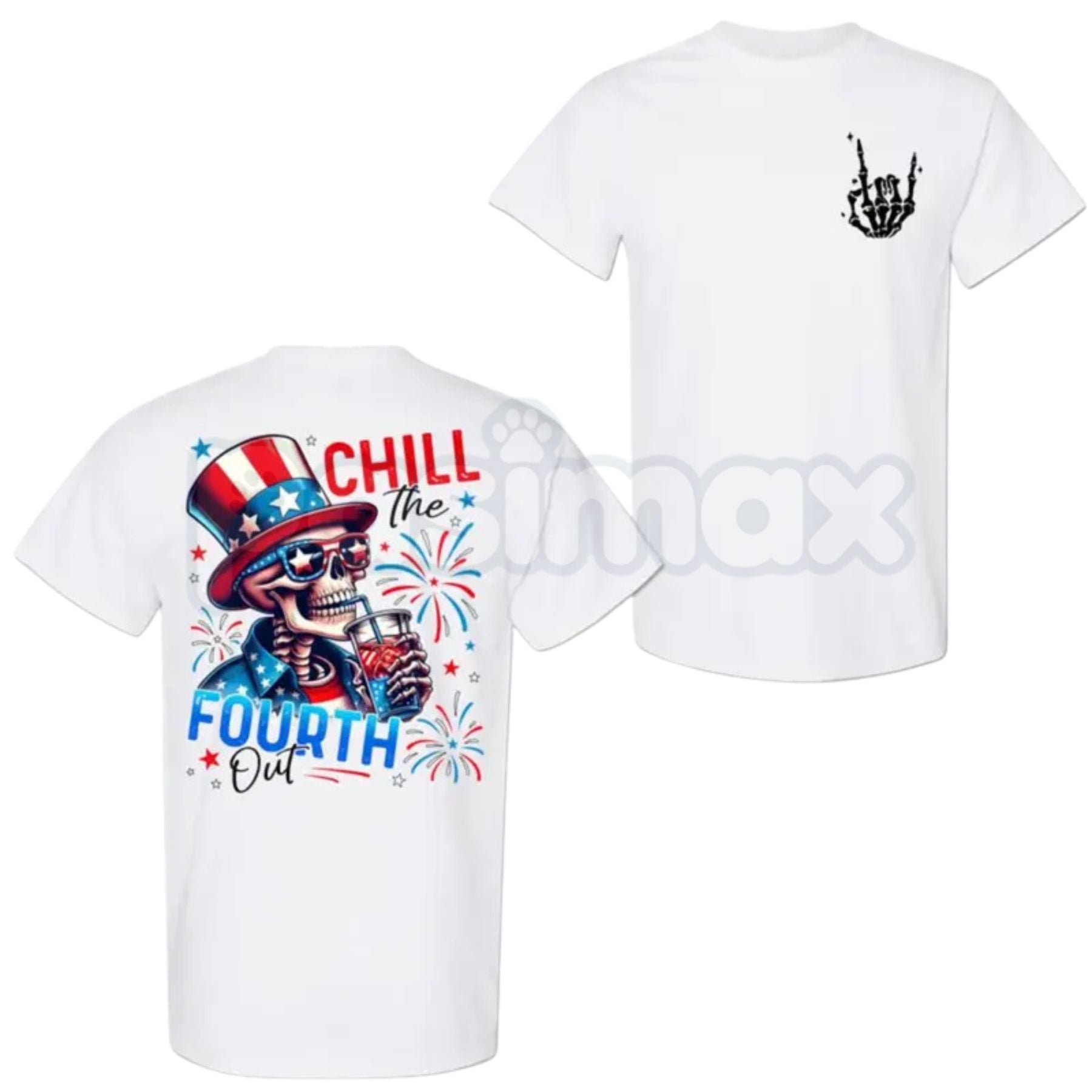 Funny 4th of July Skeleton Graphic Tee – Patriotic Independence Day Alternative Gothic T-Shirt-Pasimax