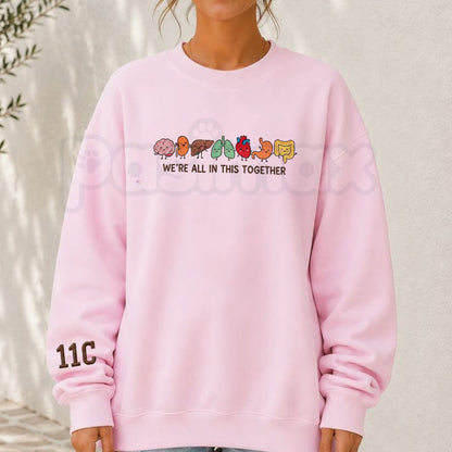 Funny Anatomy Embroidered Sweatshirt – Cute Body Organs Healthcare Crewneck-Pasimax