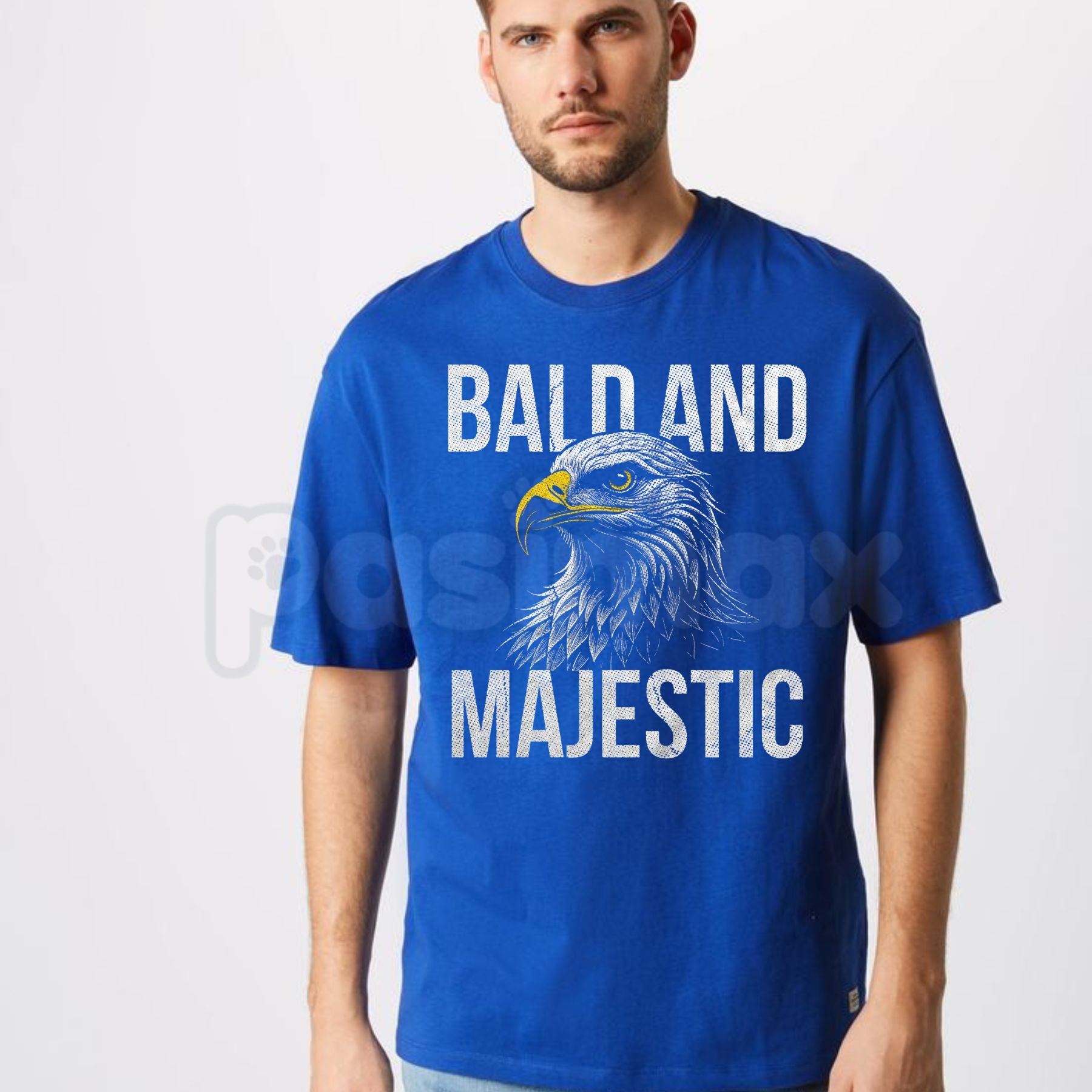 Funny "Bald and Majestic" T-Shirt – Sarcastic Eagle Bald Guy Novelty Graphic Tee-Pasimax