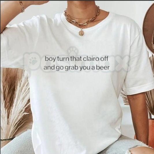 Funny "Boy Turn That Clairo Off" T-Shirt – Ironic Indie Pop Music Meme Graphic Tee-Pasimax