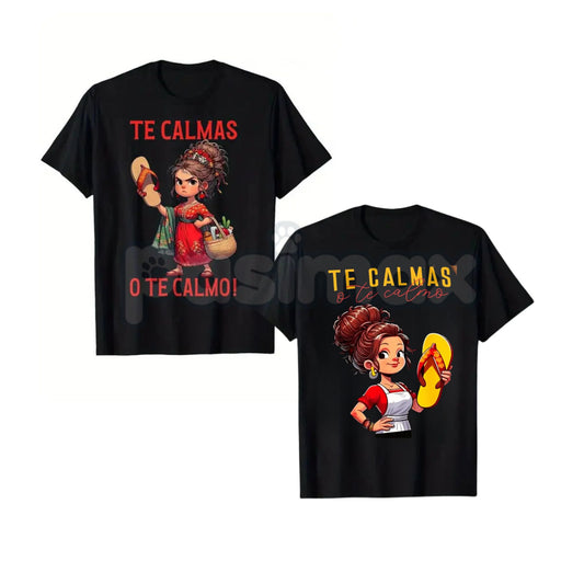 Funny "Calm Or I Will Calm You" Spanish Mom T-Shirt – Mexican Motherhood Graphic Tee, Premium 100% Cotton Latina Humor Top, Soft Lived-In Heavyweight Sarcastic Summer Shirt, Made in USA-Pasimax