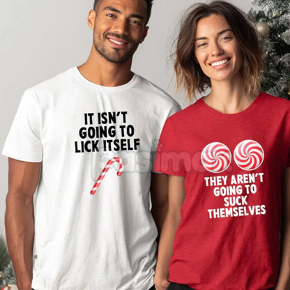 Funny Christmas Couple Shirts (Adult Humor) - Matching Naughty Nice Slogan Tees, Unisex Holiday Party Gift, Xmas Statement Apparel-Pasimax