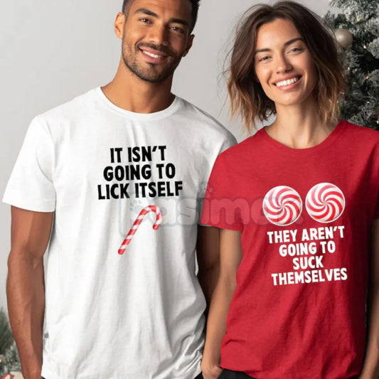 Funny Christmas Couple Shirts (Adult Humor) - Matching Naughty Nice Slogan Tees, Unisex Holiday Party Gift, Xmas Statement Apparel-Pasimax