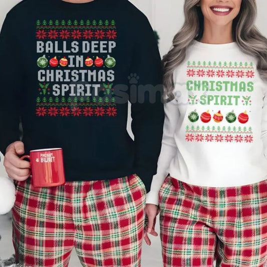 Funny Couples Christmas Sweatshirt | Christmas Spirit Couple Matching Jumpers | Humorous Holiday Relationship Gift-Pasimax