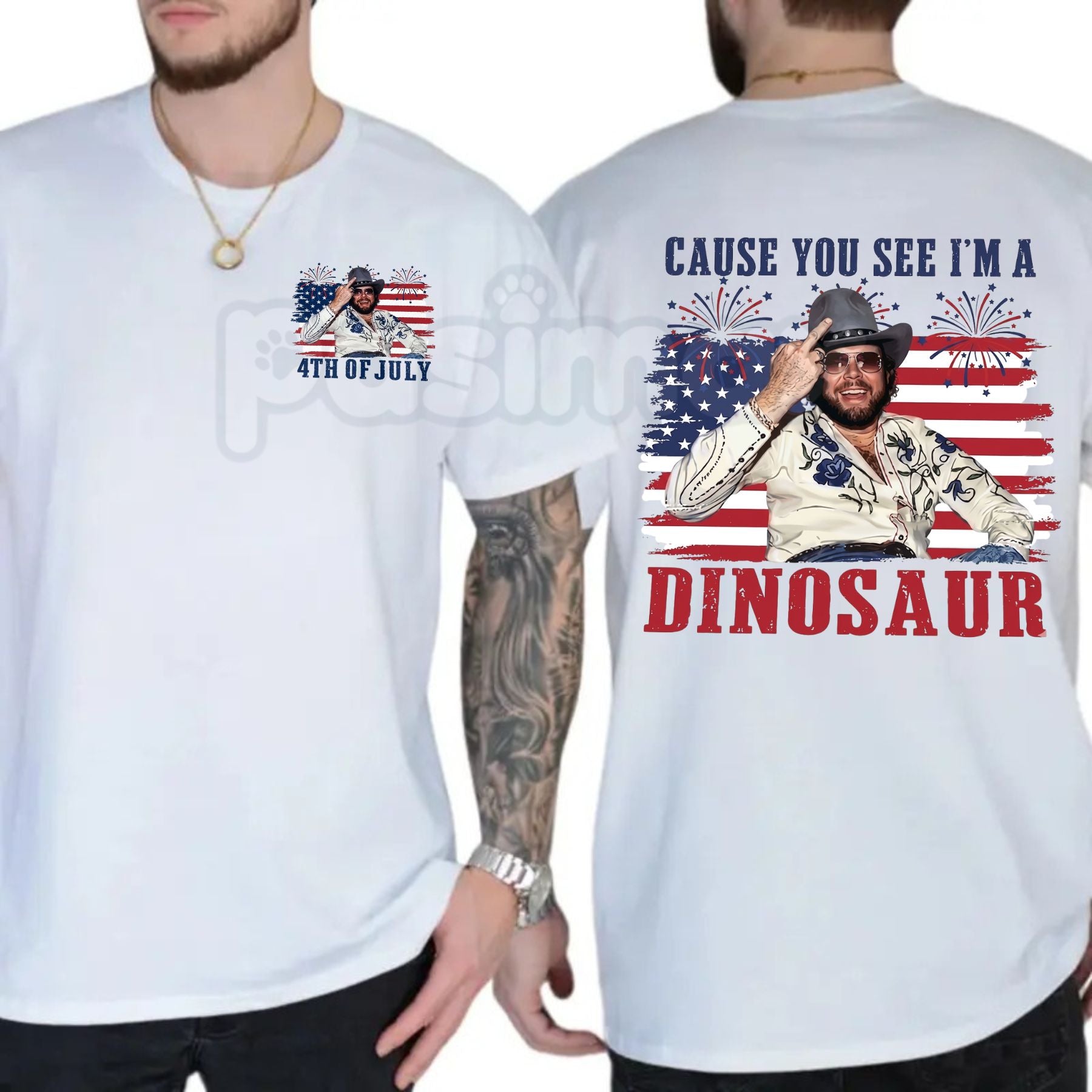 Funny "Dinosaur" Hank Williams Jr. Bocephus T-Shirt – Patriotic 4th of July Western Cowboy Quote Graphic Tee-Pasimax