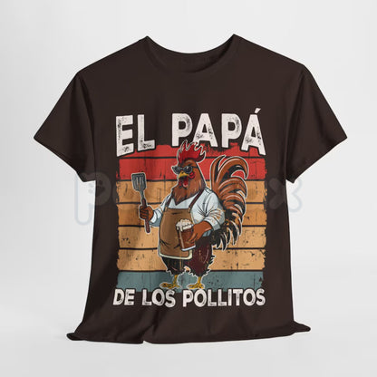 Funny "El Papa De Los Pollitos" T-Shirt – Spanish Día del Padre Latino Dad Novelty Quote Graphic Tee-Pasimax