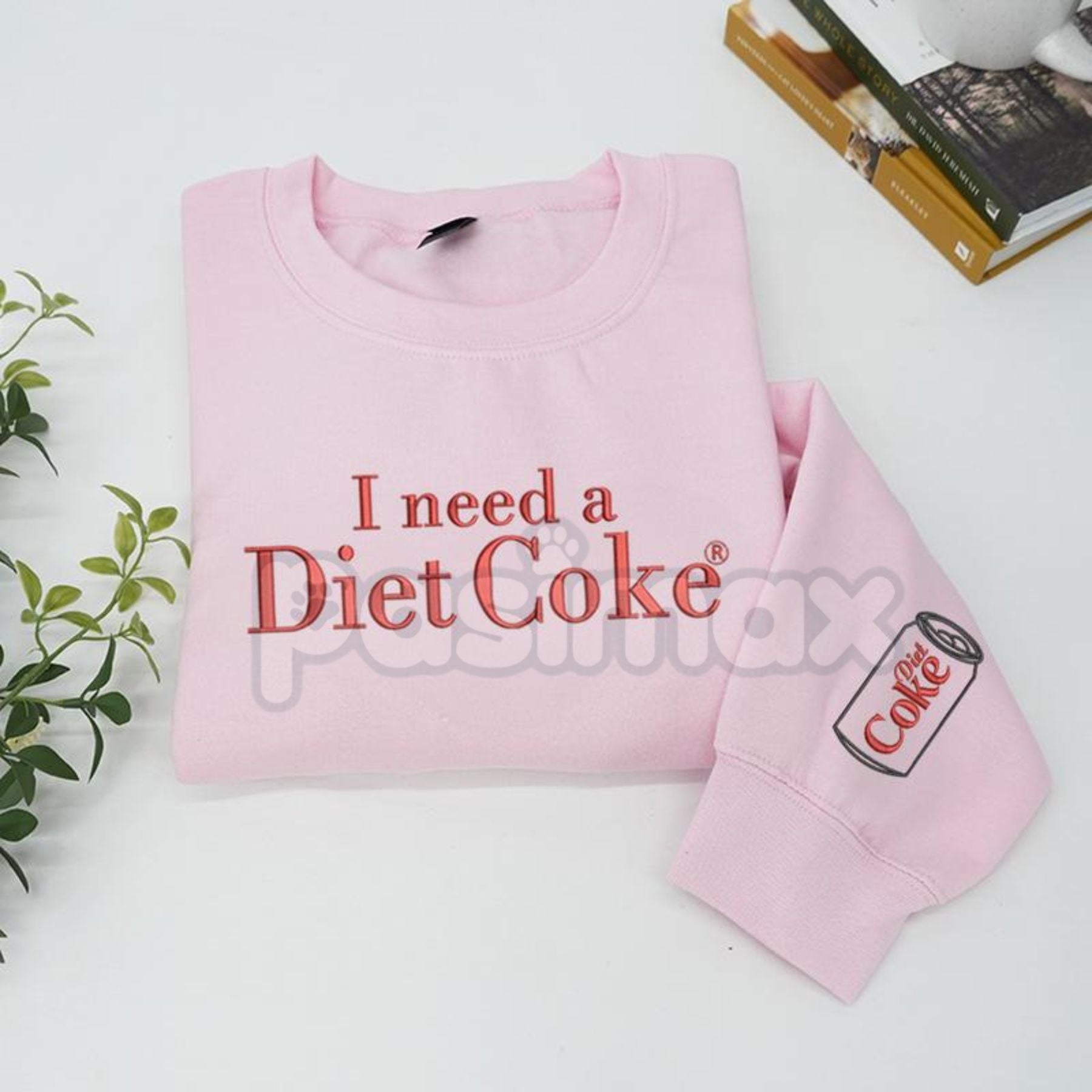 Funny Embroidered "I Need a Diet Coke" Sweatshirt – Caffeine Humor Crewneck-Pasimax