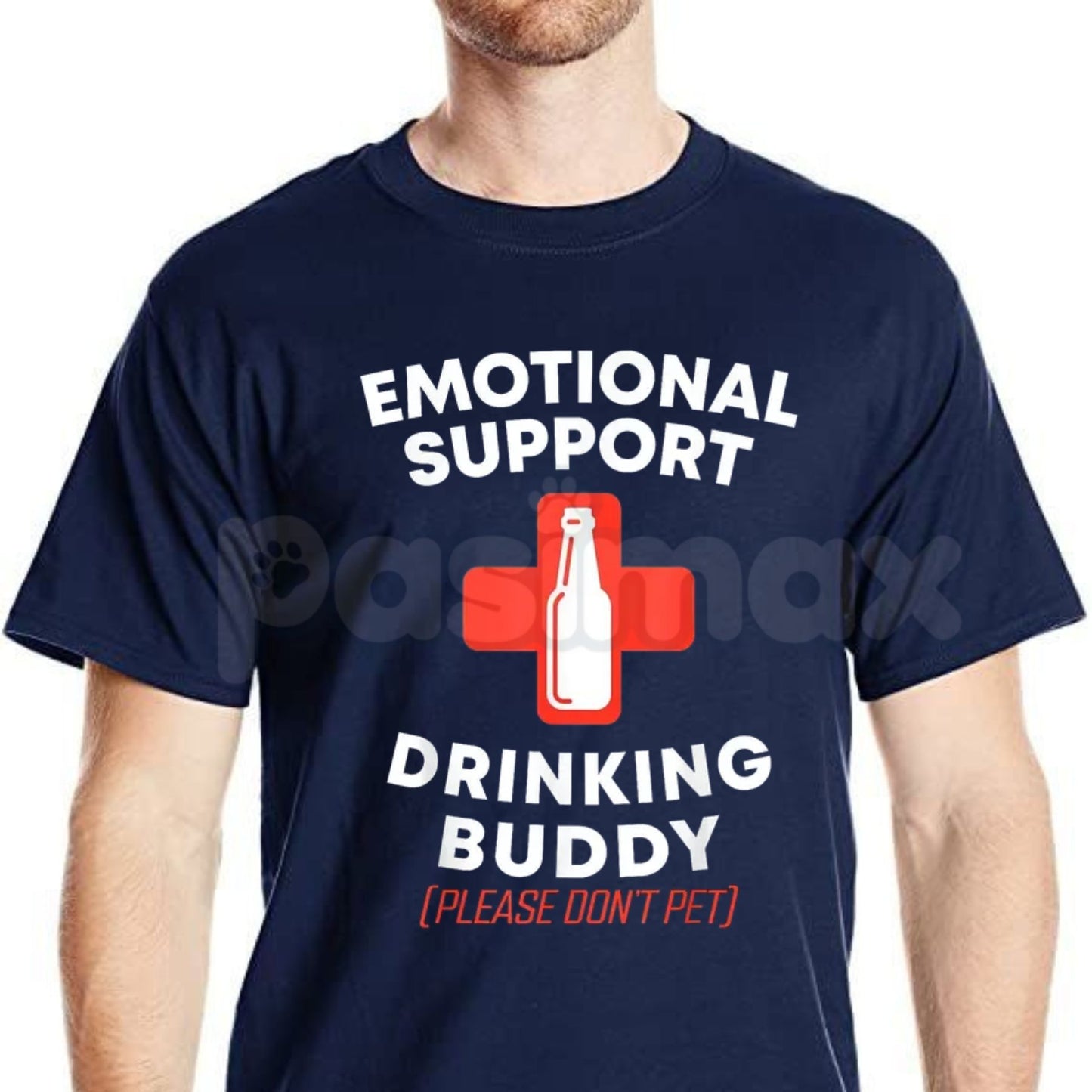 Funny "Emotional Support Drinking Buddy" T-Shirt – Sarcastic Bar Novelty Quote Graphic Tee-Pasimax