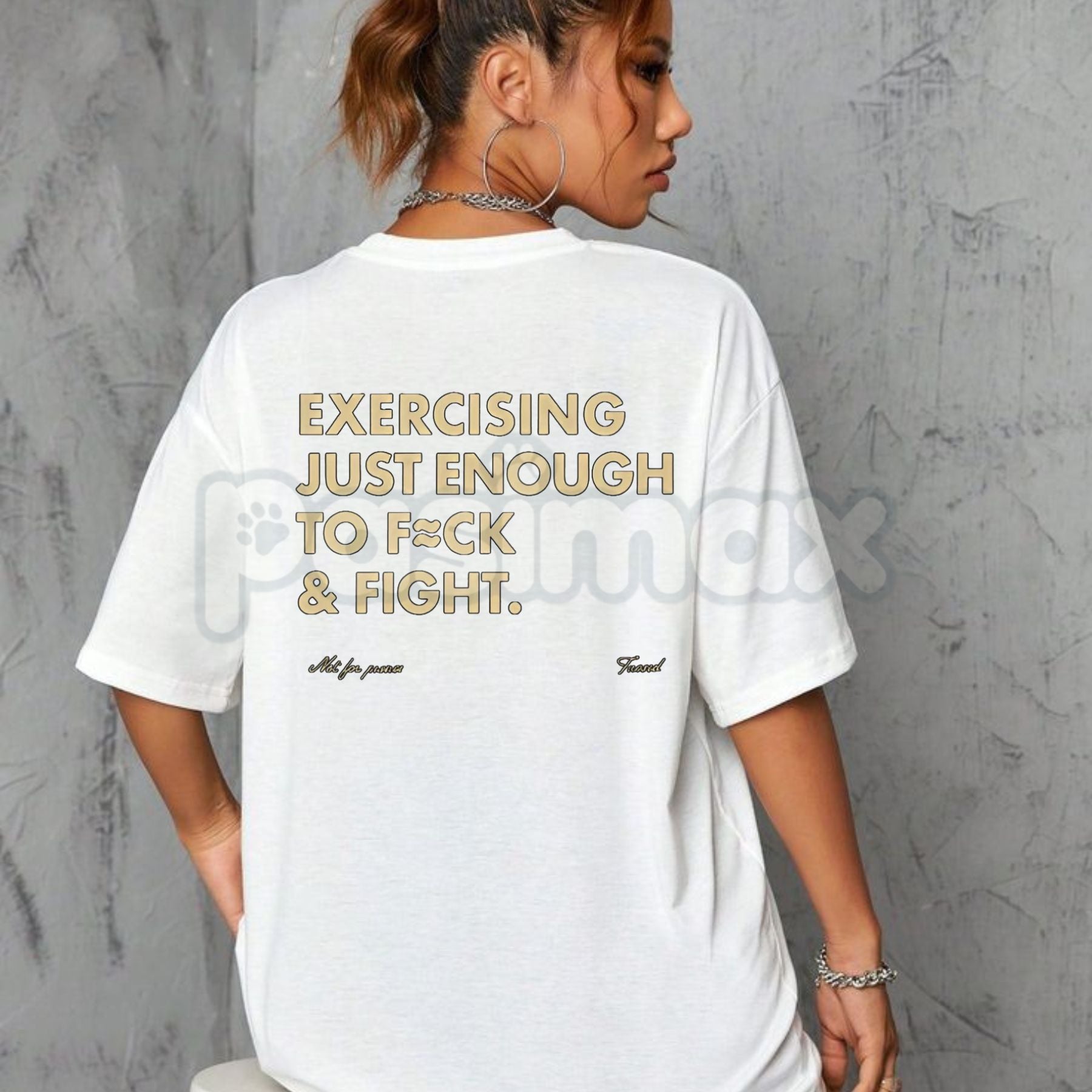 Funny "Exercising Just Enough to F≈ck & Fight" T-Shirt - Sarcastic Gym & Fitness Tee, Blue Collar Humor Graphic Shirt, Inappropriate Adult Workout Apparel-Pasimax