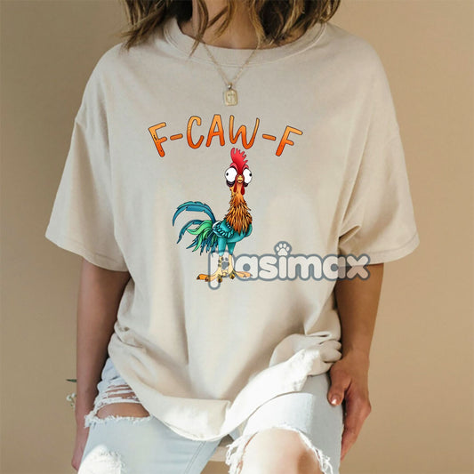 Funny "F-CAW-F" Chicken T-Shirt - Unisex Pun Graphic Tee, Humor Slogan Apparel-Pasimax