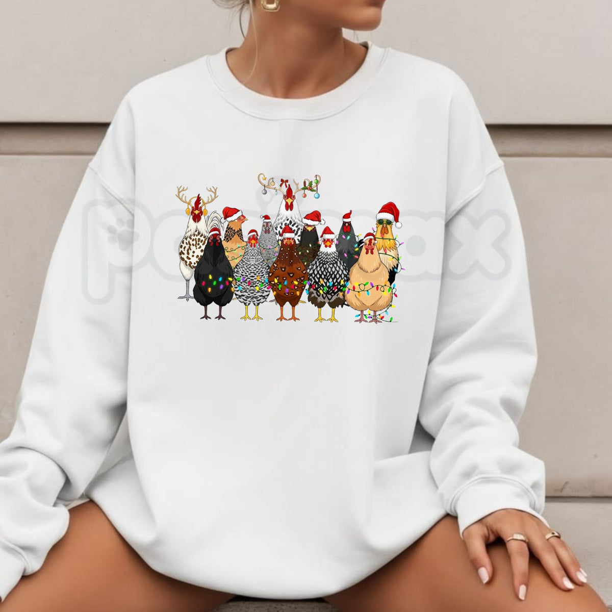 Funny Farm Animal Christmas Sweatshirt | Festive Hen & Rooster Holiday Crewneck-Pasimax