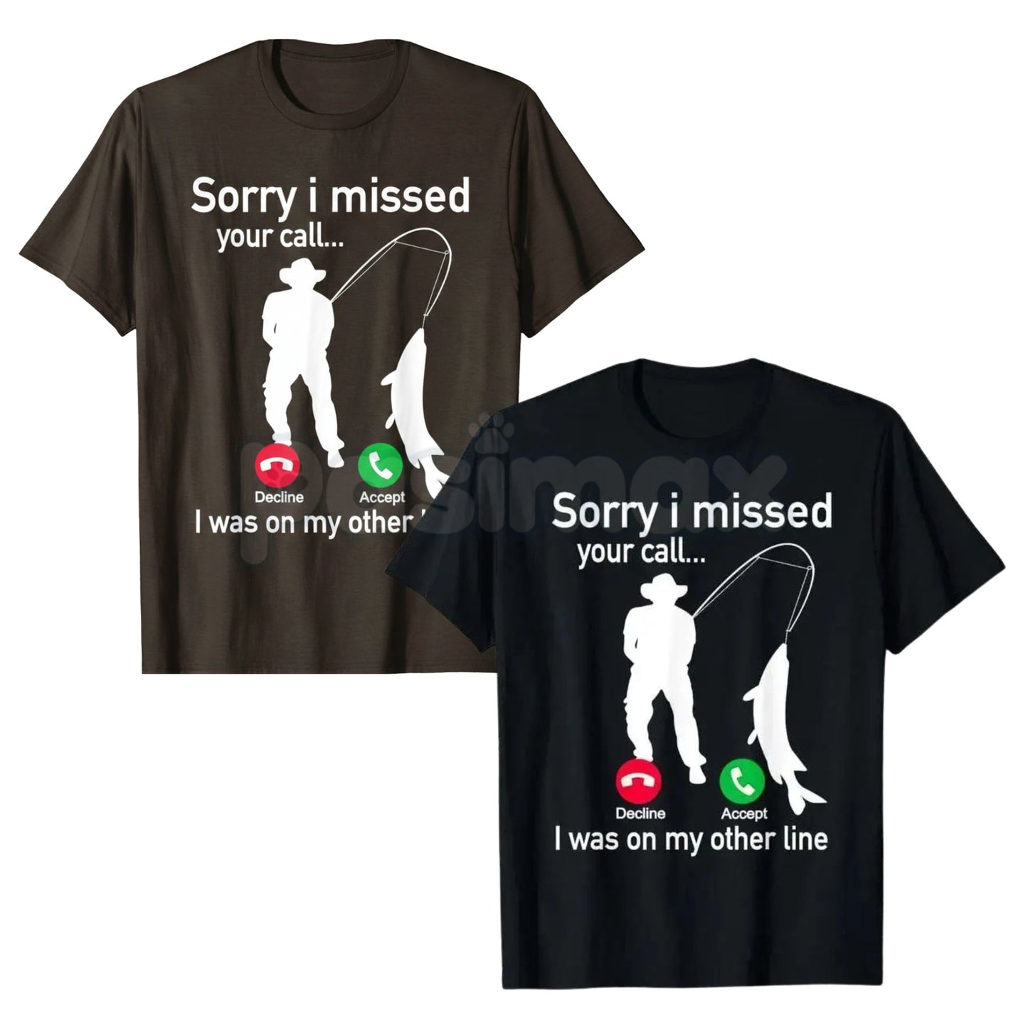 Funny Fishing Phone Call T-Shirt - Hooked Fishing Line Graphic Tee, Sarcastic Fisherman Out of Office Shirt, Premium Heavyweight Bass & Trout Angler Top, Humorous Fishing Gift for Men, Vintage Style Hook Line & Sinker Tee-Pasimax