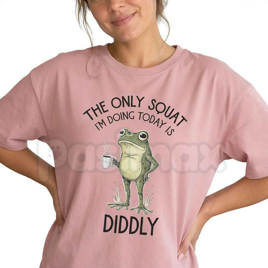 Funny Frog Graphic Tee Women Sarcastic Diddly Squat – Funny Frog Shirt, Cute Cottagecore Sarcastic Humor Unisex T-Shirt-Pasimax