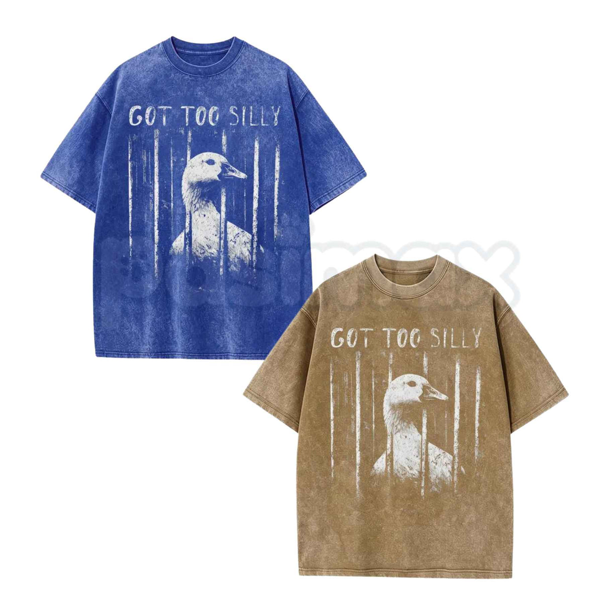 Funny Goose Meme Washed T-Shirt – Retro Chaotic Animal Graphic Tee, Vintage Acid Wash Lightweight Cotton Unisex Streetwear Top-Pasimax