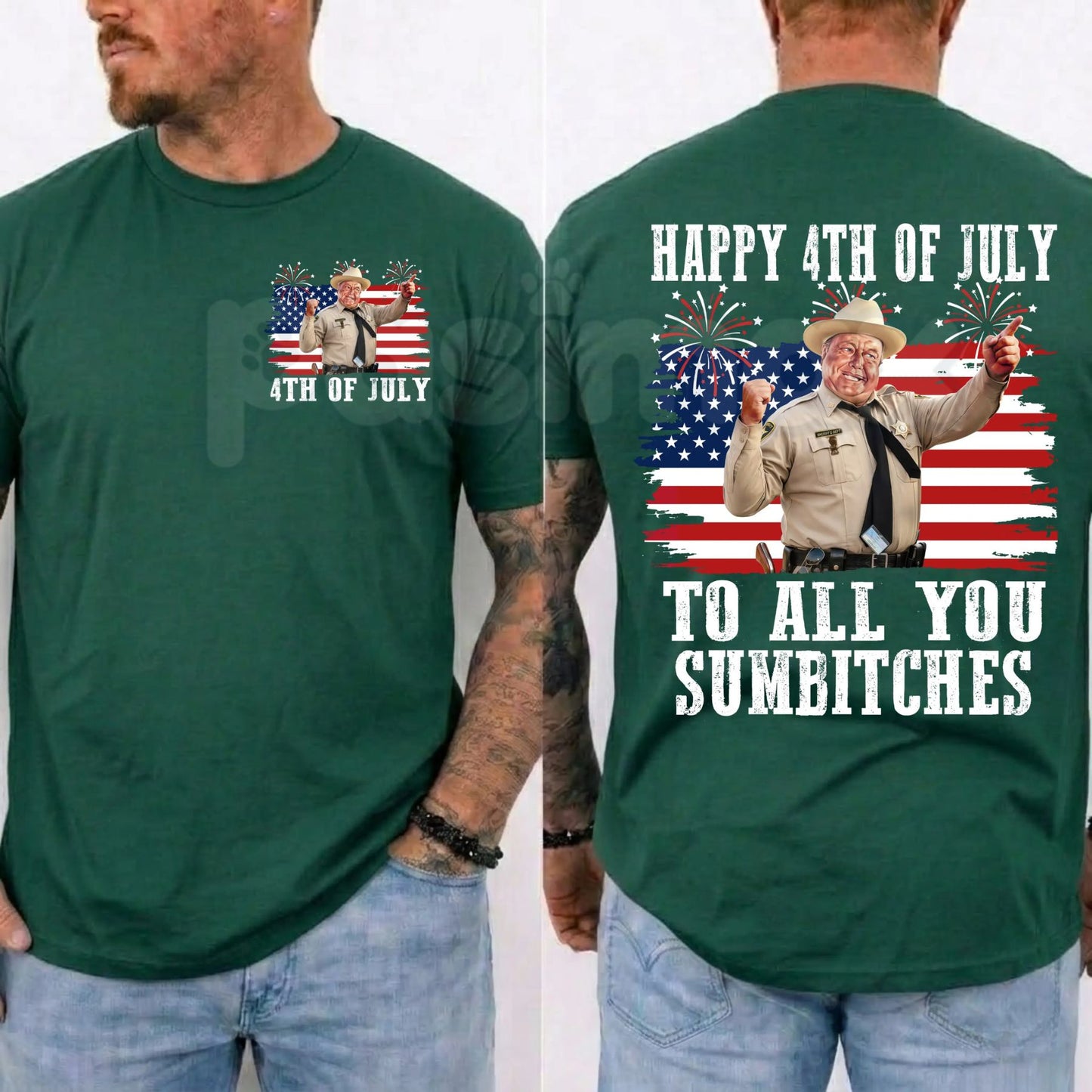 Funny "Happy 4th Of July To All You Sumbitches" T-Shirt – Retro Smokey and the Bandit Movie Graphic Tee-Pasimax