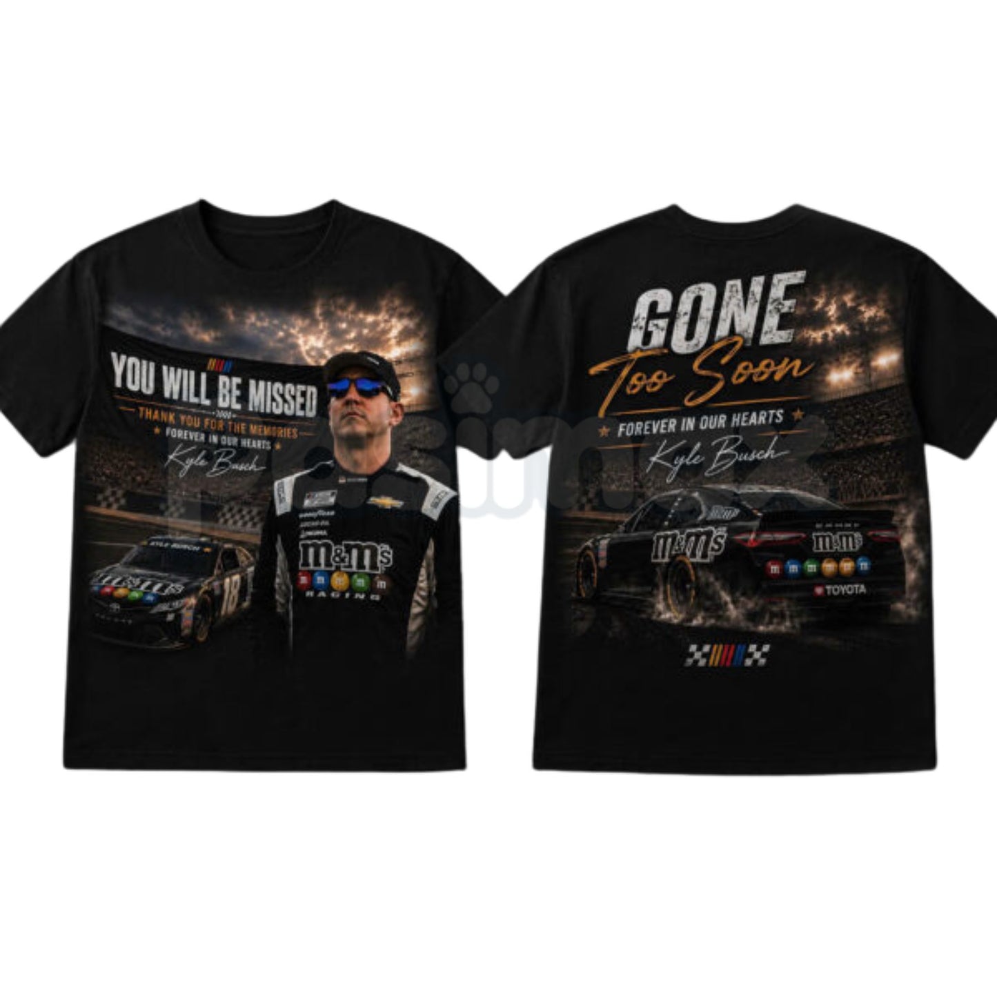 Funny Kyle Busch "RIP Gone Too Soon" T-Shirt – Ironic Vintage NASCAR Racing Fan Graphic Tee-Pasimax