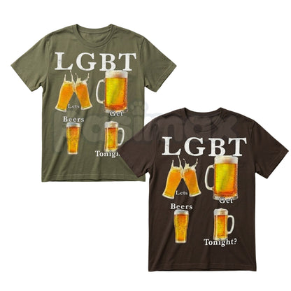 Funny "LGBT Lets Get Beer Tonight" T-Shirt – Sarcastic Beer Pun Humorous Graphic Tee-Pasimax