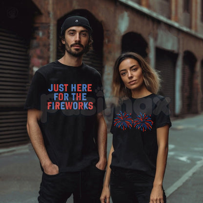 Funny Matching 4th of July Couples T-Shirt – Coordinating Independence Day Graphic Tee, Premium 100% Cotton Patriotic Duo Top, Soft Lived-In Heavyweight 4th of July Celebration Shirt, Made in USA-Pasimax