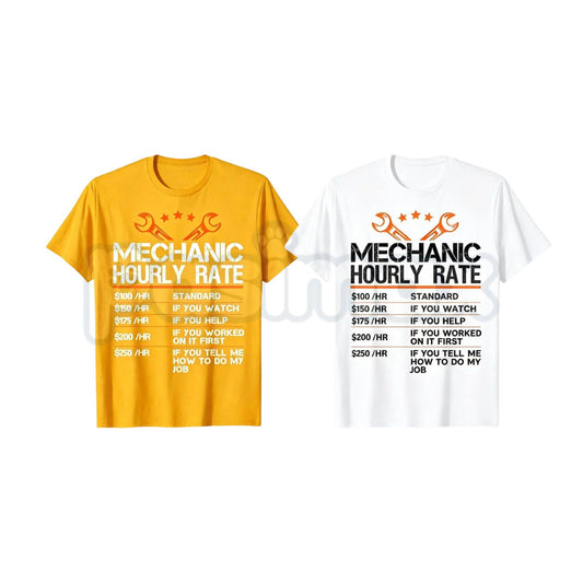 Funny Mechanic Hourly Rate T-Shirt – Auto Repair Labor Rates Novelty Quote Graphic Tee-Pasimax