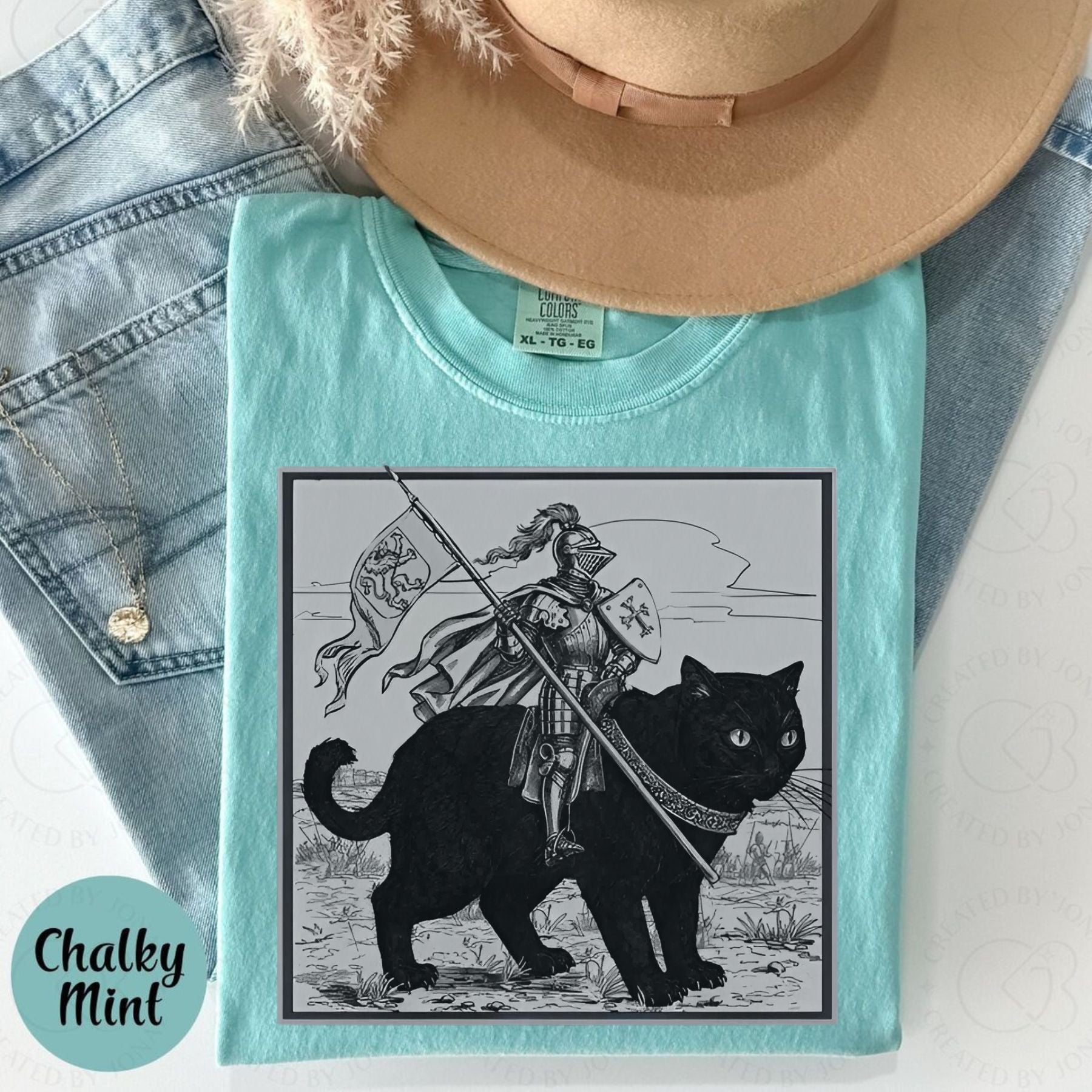 Funny Medieval Knight Cat Rider T-Shirt – Renaissance Fair Meme Tee, Fantasy Cat Lover Shirt, Funny Knight Graphic Tee, Unisex Gag Gift-Pasimax
