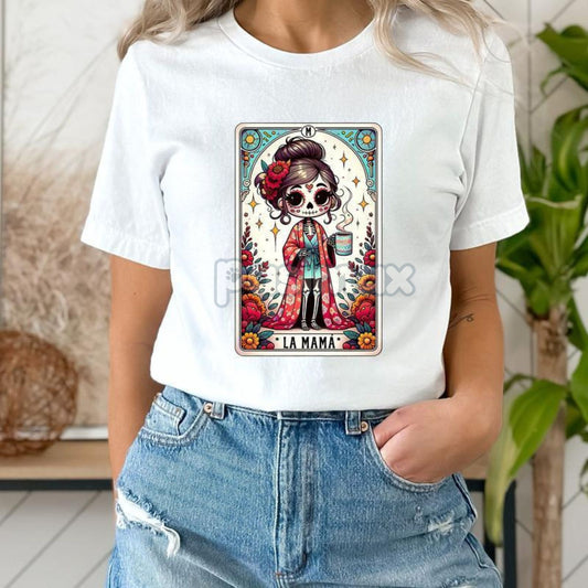 Funny Mexican Mom Tarot Card Shirt - "La Chancla" Graphic Tee, Cultural Humor Statement T-Shirt-Pasimax