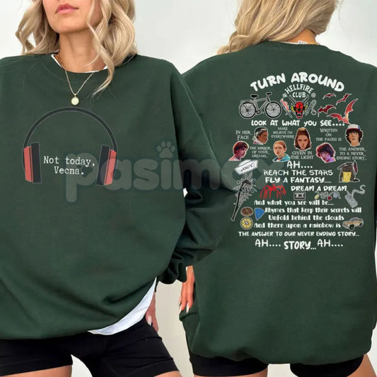 Funny Not Today Vecna Shirt Sweatshirt | Never Ending Story 2 Sides Jumper | Stranger Things Retro Quote Crewneck | Max Mayfield Fan Gift-Pasimax