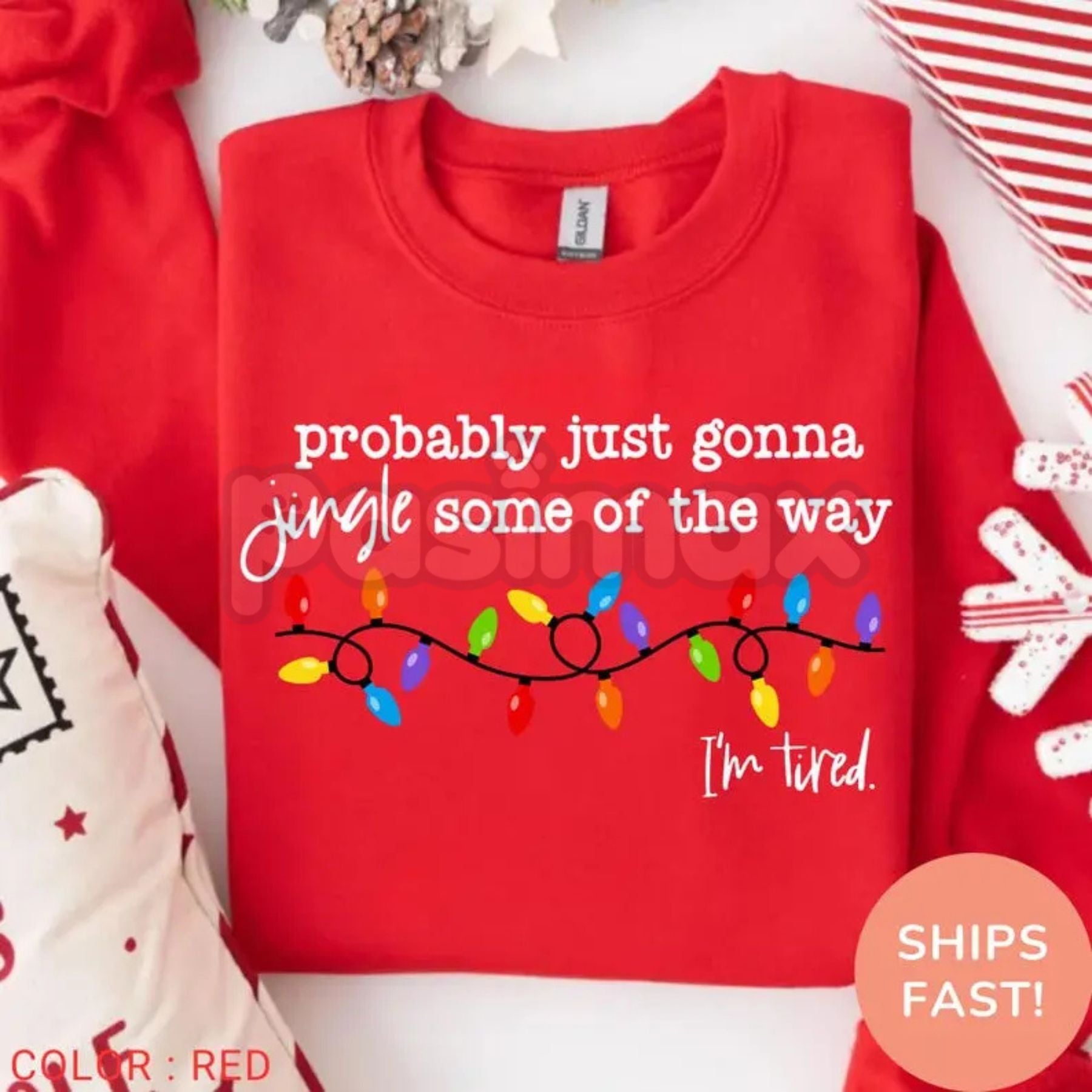 Funny "Probably Just Gonna Jingle" Christmas Sweatshirt | "I'm Tired" Holiday Humor Top | Relatable Xmas Crewneck-Pasimax