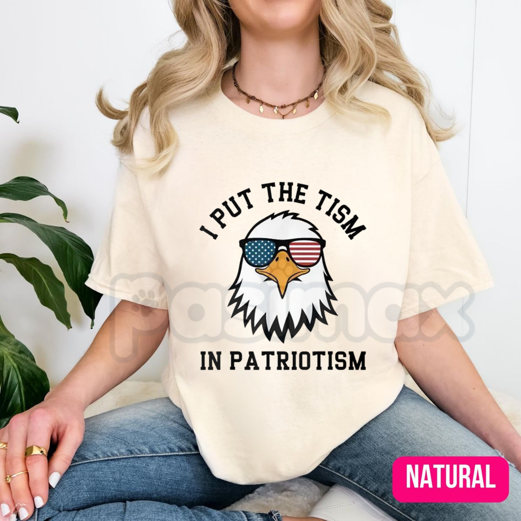 Funny "Put The Tism In Patriotism" T-Shirt – Sarcastic Autistic Pride Athletic Eagle Graphic Tee-Pasimax