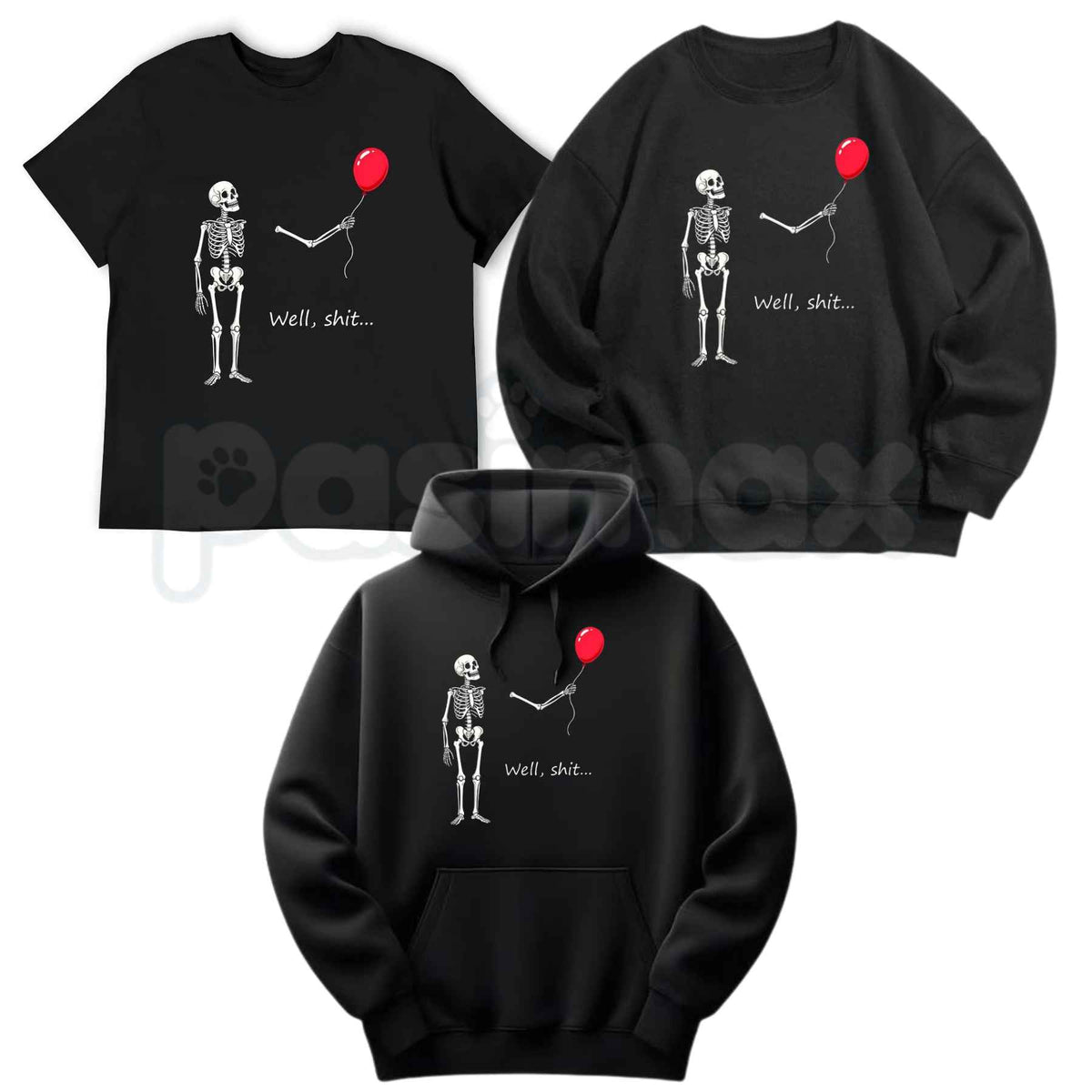 Funny Skeleton Balloon Shirt – Cute Spooky Skeleton Hoodie & Dark Humor Gift Sweatshirt-Pasimax